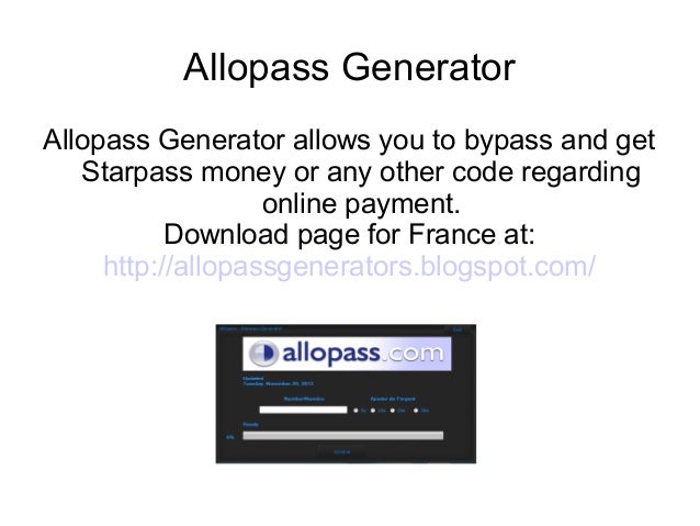 TÉLÉCHARGER UN GENERATEUR DE CODE STARPASS GRATUIT